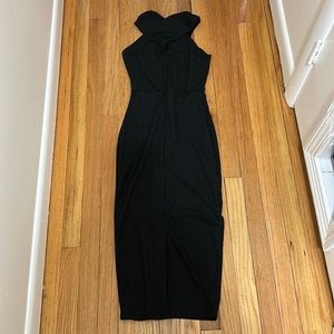 Windsor Black Sparkle Midi Cocktail Sleeveless Criss Cross Neckline Dress